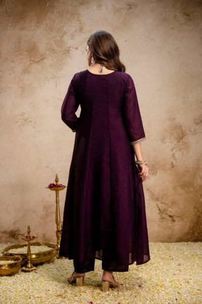 Boutique Style Wine Anarkali Suit With Pant And Dupatta for Resellers Collection Anarkali Kurtis 