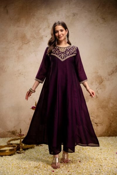 Boutique Style Wine Anarkali Suit With Pant And Dupatta for Resellers Collection Anarkali Kurtis 