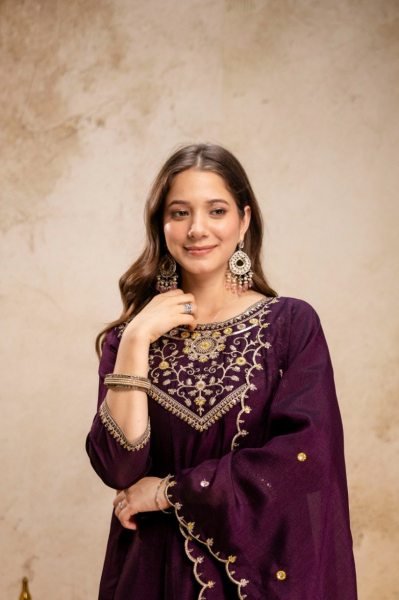 Boutique Style Wine Anarkali Suit With Pant And Dupatta for Resellers Collection Anarkali Kurtis 