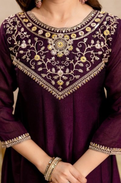 Boutique Style Wine Anarkali Suit With Pant And Dupatta for Resellers Collection Anarkali Kurtis 