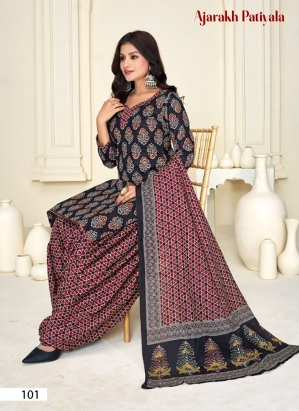  Breathable Fit  Ajrakh Printed Pure Cotton Ready Made Salwar Suit at Best Wholesale Rates Dress Material 