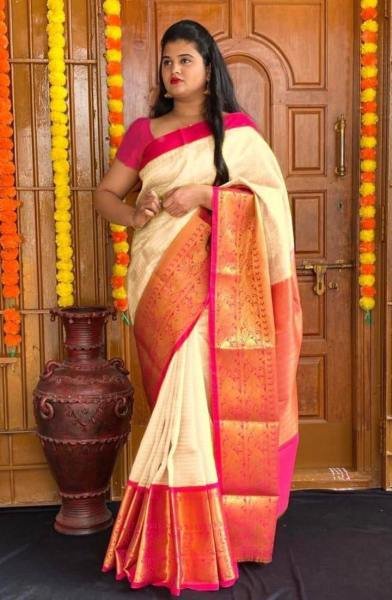 Breathable White Banarasi Silk Sarees with Zari Weaving And Rich Pallu for Temple Visit Banarasi Saree Wholesale