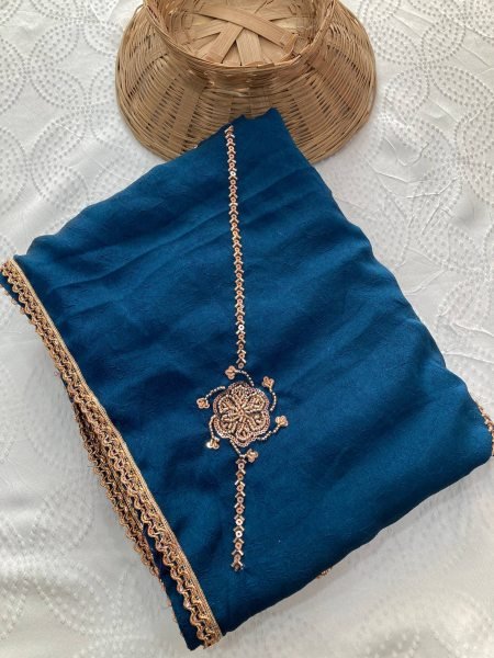 Breathtaking Blue Crush Rangoli Silk Party Wear Saree with Beads Embroidery For Wedding Silk Sarees Wholesale