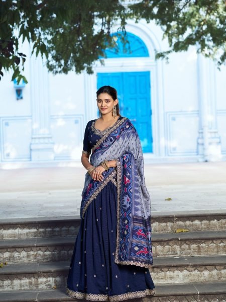 Breathtaking Blue Stylish Wedding Wear Lehenga with Sequins Work and Silk Dupatta  Lehenga