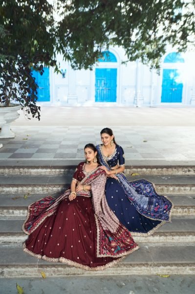 Breathtaking Blue Stylish Wedding Wear Lehenga with Sequins Work and Silk Dupatta Designer Lehenga Choli