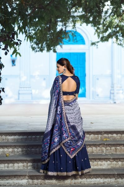 Breathtaking Blue Stylish Wedding Wear Lehenga with Sequins Work and Silk Dupatta Designer Lehenga Choli