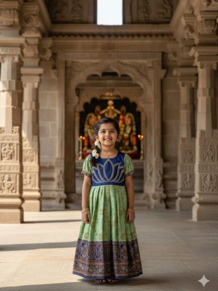 Breathtaking Green Jacquard Silk Gown with Maggam Work for Festive Wear Kurtis