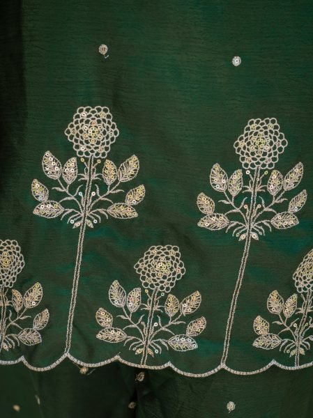 Breathtaking Green Stylish Embroidered Kurti Set with Chinnon Fabric for Ethnic Wear Collection Ready To Wear Collection