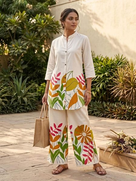 Breathtaking OffWhite Multi Color Women Co Ord Set with Comfortable Fit Kurtis