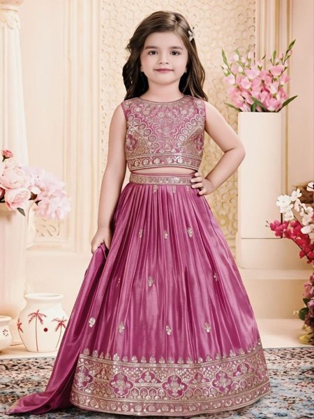 Breathtaking Pink Soft Chinon Silk Lehenga Choli with Sequins Embroidery for Wedding Wear Kurtis