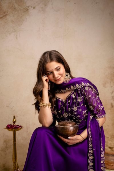 Breathtaking Purple Chinon Embroidered Anarkali Dress with Dupatta for Festive Wear Anarkali Kurtis 
