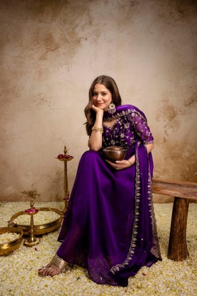 Breathtaking Purple Chinon Embroidered Anarkali Dress with Dupatta for Festive Wear Anarkali Kurtis 