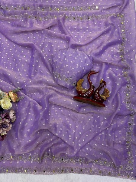Breathtaking Purple Moss Butti Saree with Real Mirror and Diamond Embroidery at Wholesale Rate Designer Wedding Sarees Wholesale