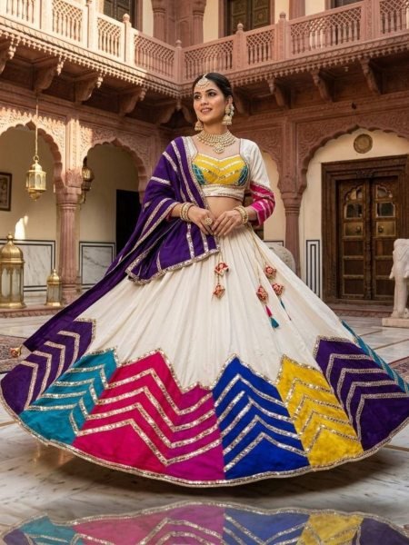 Breathtaking White Lehenga with Zig Zag Cutwork and Lace for Traditional Wear