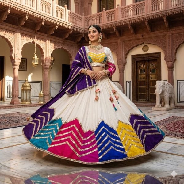 Breathtaking White Lehenga with Zig Zag Cutwork and Lace for Traditional Wear Navratri Lehnega Choli