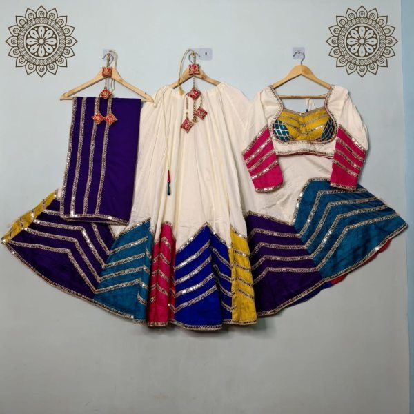 Breathtaking White Lehenga with Zig Zag Cutwork and Lace for Traditional Wear Navratri Lehnega Choli