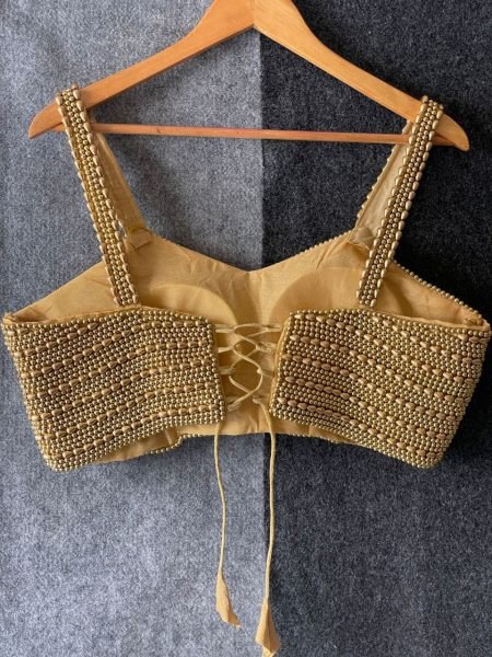 Bridal Gold Pearl Moti Blouse with Heavy Handwork For Wedding & Reception Look Blouse Collection