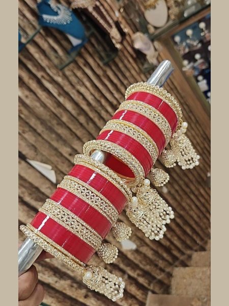 Bridal Red Chooda Set with Kundan & Jhumar Perfect for Wedding Look Fashion Accessories Wholesale