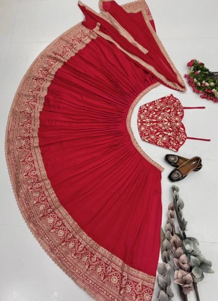 Bridal Red Lehenga Choli with Heavy Coding Sequin Embroidery For Wedding Wear Designer Lehenga Choli