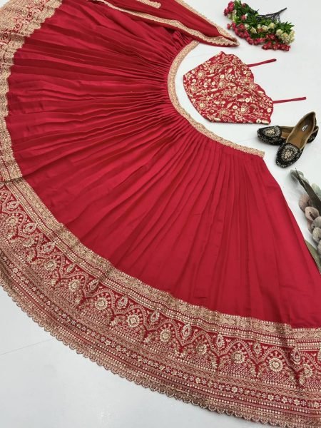 Bridal Red Lehenga Choli with Heavy Coding Sequin Embroidery For Wedding Wear Designer Lehenga Choli