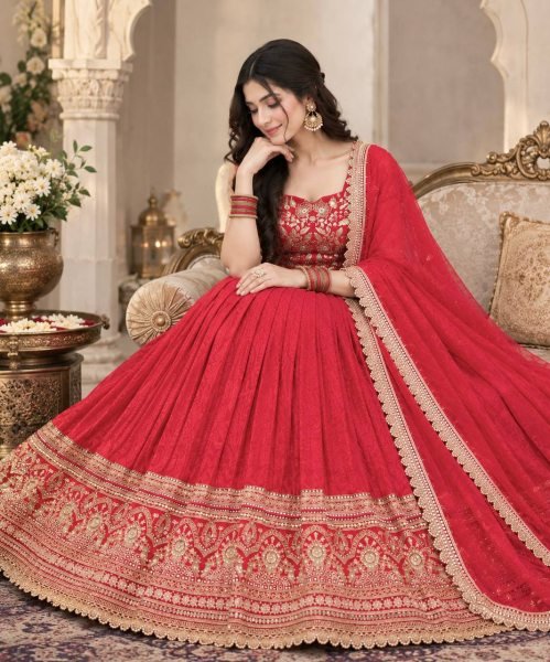 Bridal Red Lehenga Choli with Heavy Coding Sequin Embroidery For Wedding Wear Designer Lehenga Choli