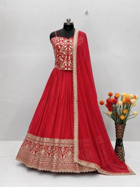 Bridal Red Lehenga Choli with Heavy Coding Sequin Embroidery For Wedding Wear Designer Lehenga Choli