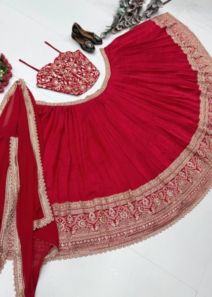 Bridal Red Lehenga Choli with Heavy Coding Sequin Embroidery For Wedding Wear Designer Lehenga Choli