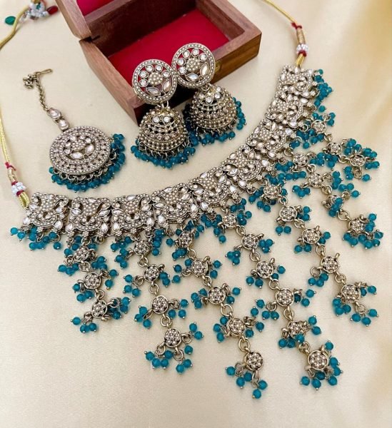 Bridal Reverse AD Choker Set with Jhumka & Tikka Royal Wedding Pick Fashion Accessories Wholesale
