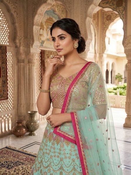 Bridal Sky Blue New Arrival Designer Lehenga for Wedding and Functions Wedding Bridal Dress Wholesale