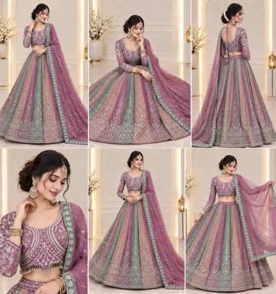 Bridal Wear Multi Color Heavy Faux Georgette Lehenga Choli with Sequin Embroidery Designer Lehenga Choli