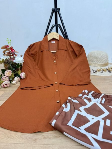 Brown Dailywear Co ord Set With Graphic Palazzo Wholesale Western Look CO ORD Sets