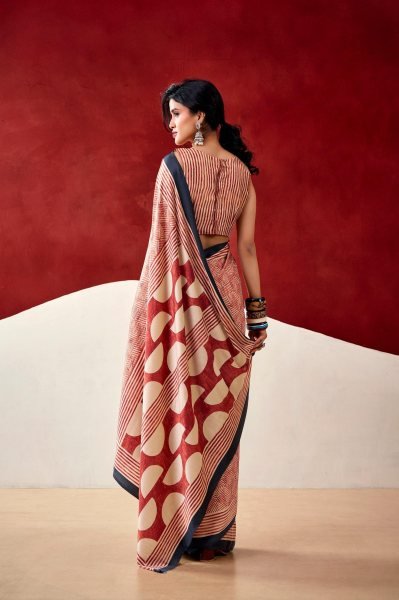 Brown Model Silk Digital Print Saree with Blouse for Daily Wear Printed Cotton Sarees Wholesale