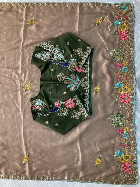 Brown New Arrival Embroidered Saree with Elegant Border for Festive Collection Silk Sarees Wholesale