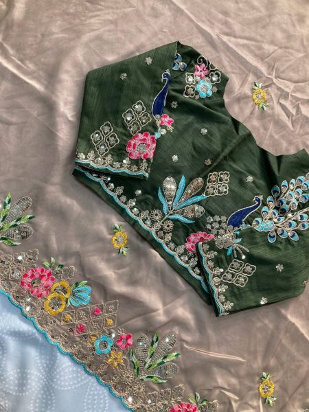 Brown New Arrival Embroidered Saree with Elegant Border for Festive Collection Silk Sarees Wholesale