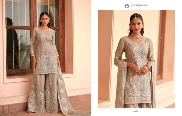 Brown Tora Silk Embroidery Work Festival Wear Readymade Plazzo Suit  Designer Plazzo Salwar Suits Wholesale