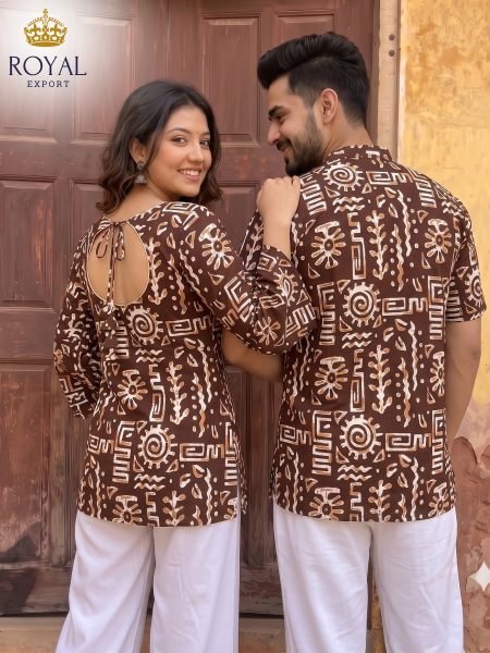 Brown Unique Desigen Cotton Febric Couple Combo Set for Function Couple Combo collection 