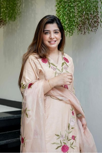 Bsy Chanderi Silk Straight Kurta Palazzo Set with Embroidery and Organza Dupatta Perfect for Parties 3 Piece Kurti Set