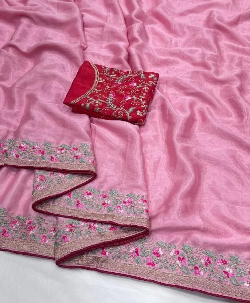 Budget Friendly Pink Designer Saree for Wedding and Festive Wear Silk Sarees Wholesale