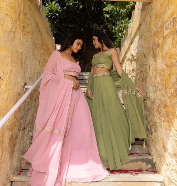 Budget Friendly Pista Umbrella Cut Lehenga Choli for Wedding Functions Designer Lehenga Choli