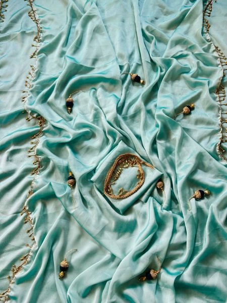 Budget Friendly Sky Blue Silk Saree With Blouse for Special Occasions  Silk Sarees Wholesale