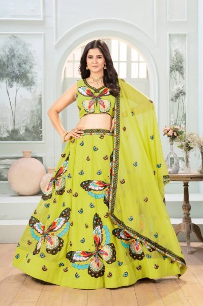 Colorful Faux Georgette Lehenga with Butterfly Work Designer Look for Celebrations Designer Lehenga Choli