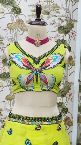 Colorful Faux Georgette Lehenga with Butterfly Work Designer Look for Celebrations Designer Lehenga Choli