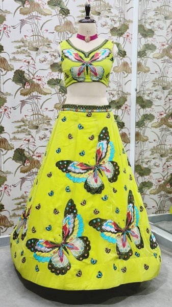 Colorful Faux Georgette Lehenga with Butterfly Work Designer Look for Celebrations Designer Lehenga Choli