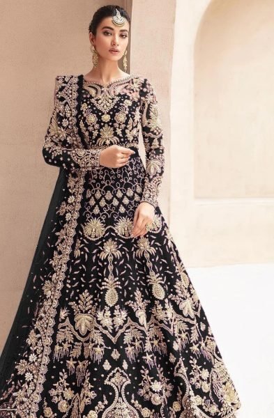 Butterfly Net Black Bridal Wear Heavy Embroidery Work Anarkali Suit at Low Price Wedding Bridal Dress Wholesale