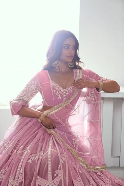 Butterfly Net Cotton Thread Zari Work Bridal Lehenga Choli with Sequin Embellishment Available In Wholesale Price Designer Lehenga Choli