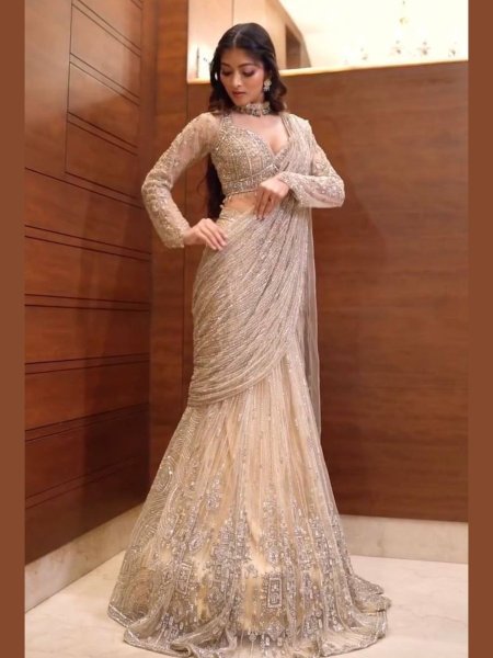 Butterfly Net Ready Saree with Luxe Sequin Work & Pre- Stitched Blouse Glam Party Look Sarees 