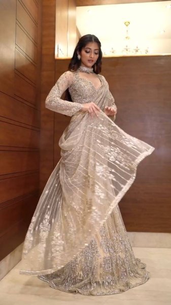 Butterfly Net Ready Saree with Luxe Sequin Work & Pre- Stitched Blouse Glam Party Look Ready To Wear Saree 