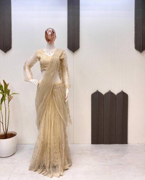 Butterfly Net Ready Saree with Luxe Sequin Work & Pre- Stitched Blouse Glam Party Look Ready To Wear Saree 
