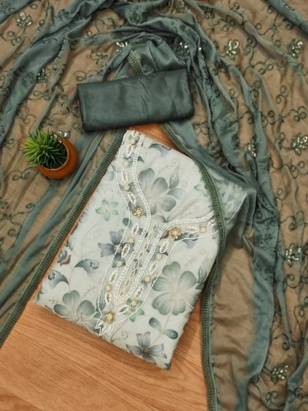  Buy Amazing  Green Color Pure Organza  Dress Material  Color Set Matching Dress Material Wholesale