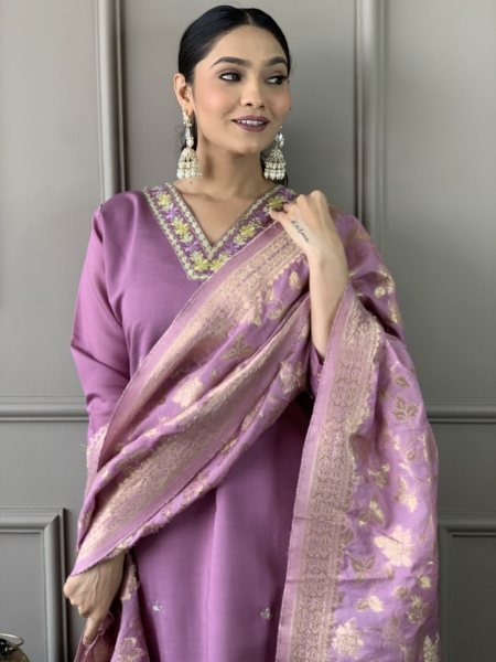 Buy Amazing Luxurious Viscose Chanderi Kurtis Suit Set  3 Piece Kurti Set